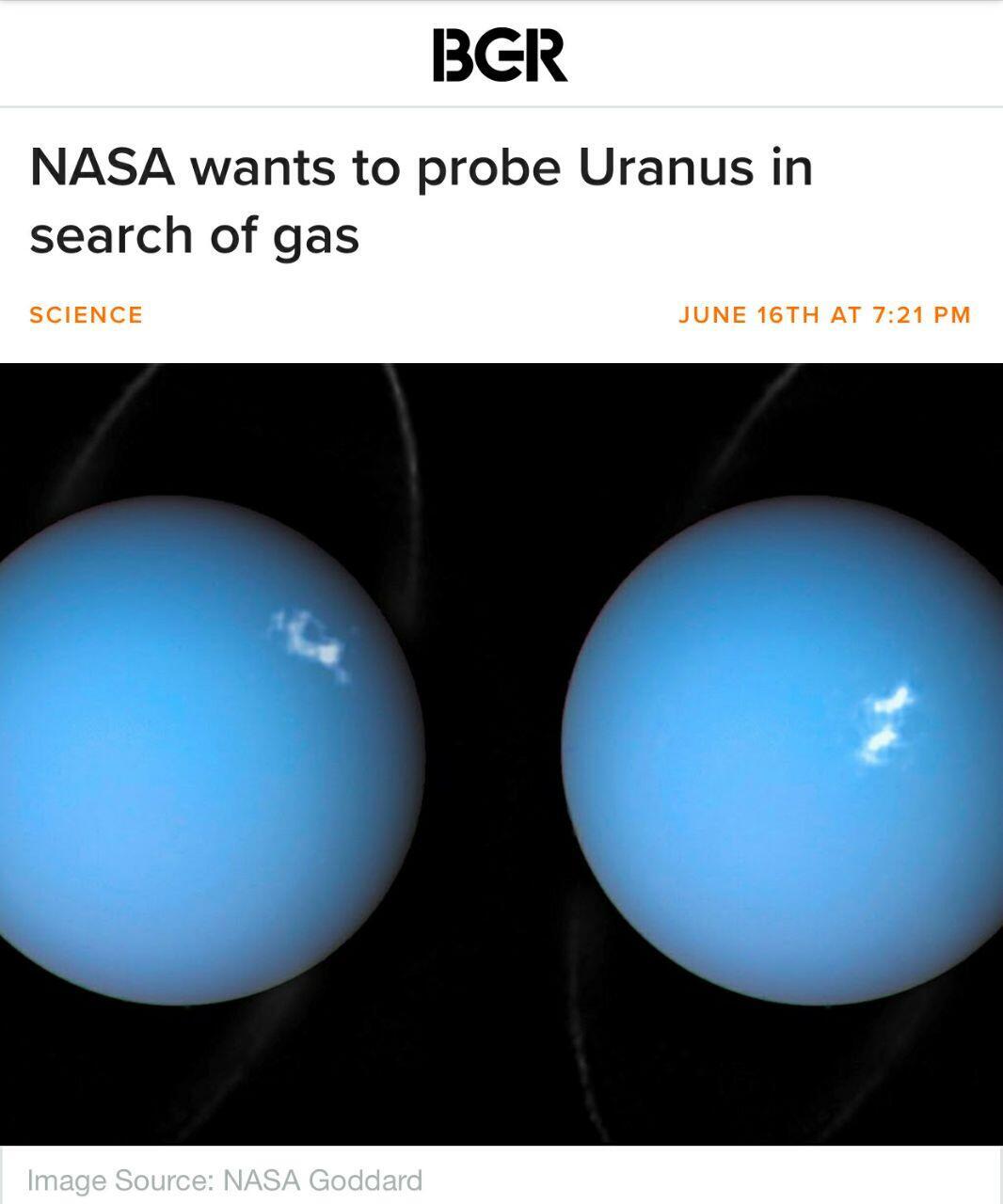 NASA wants to probe Uranus in
search of ga