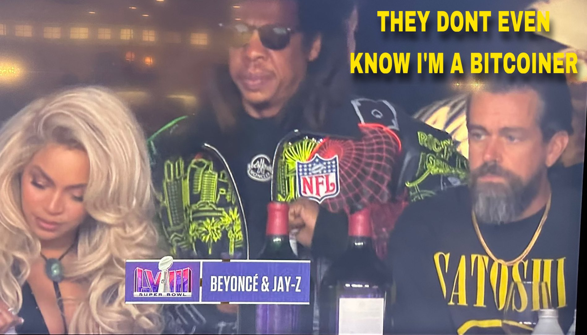 Capp
NFL
V BEYONCE & JAY-Z
SUPER BOWL
THEY DONT EVEN
KNOW I'M A BITCOINER
VATOSHI
