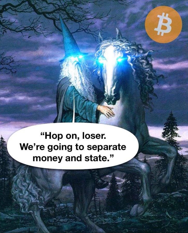 r FE d
Te AS
“Hop on, loser. w
We're going to separate
money and state.” c
BE ¥Y en