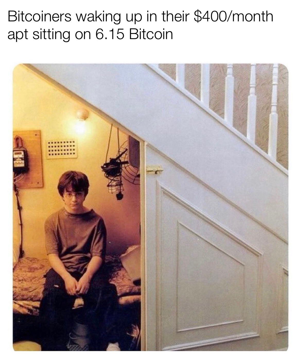 Bitcoiners waking up in their $400/month
apt sitting on 6.1 5 Bitcoin