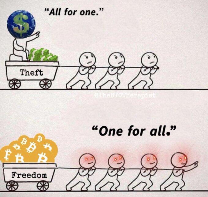 p “All for one.”
L “One for all.