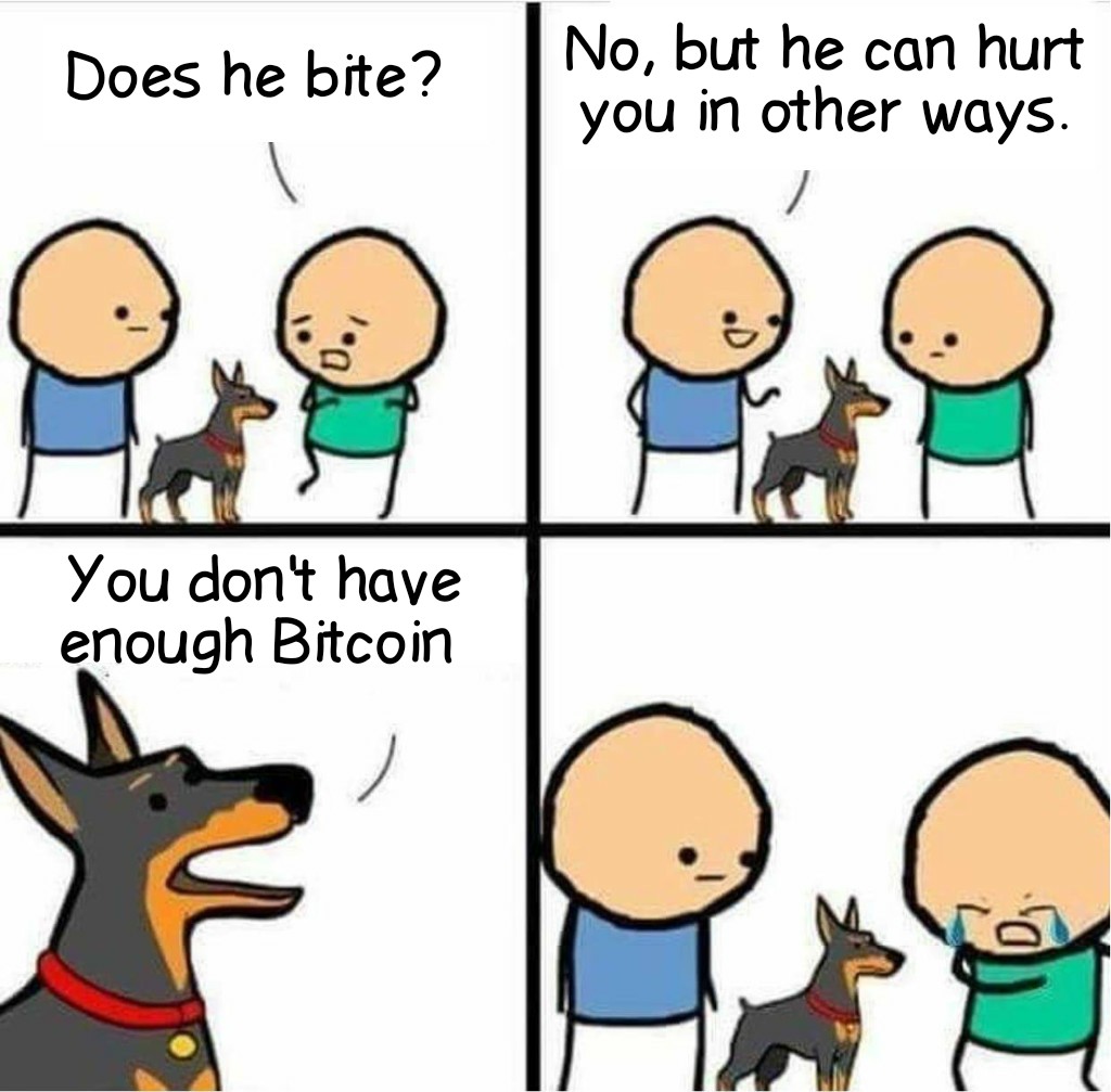 No, but he can hurtDoes he bite
you in other ways.
You don't have
enough Bitcoin